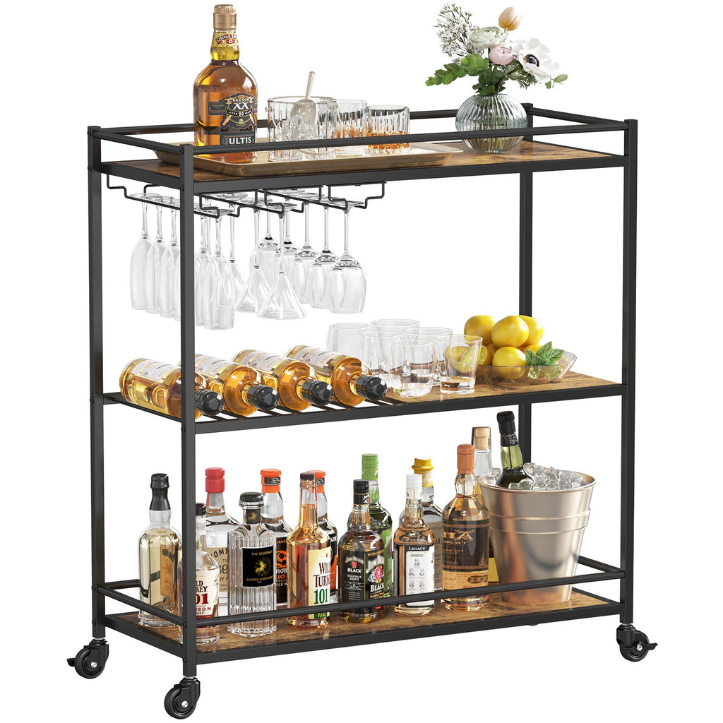 Lifewit gold 3-tier wine cart, home service kitchen dining room living room beverage wine cart