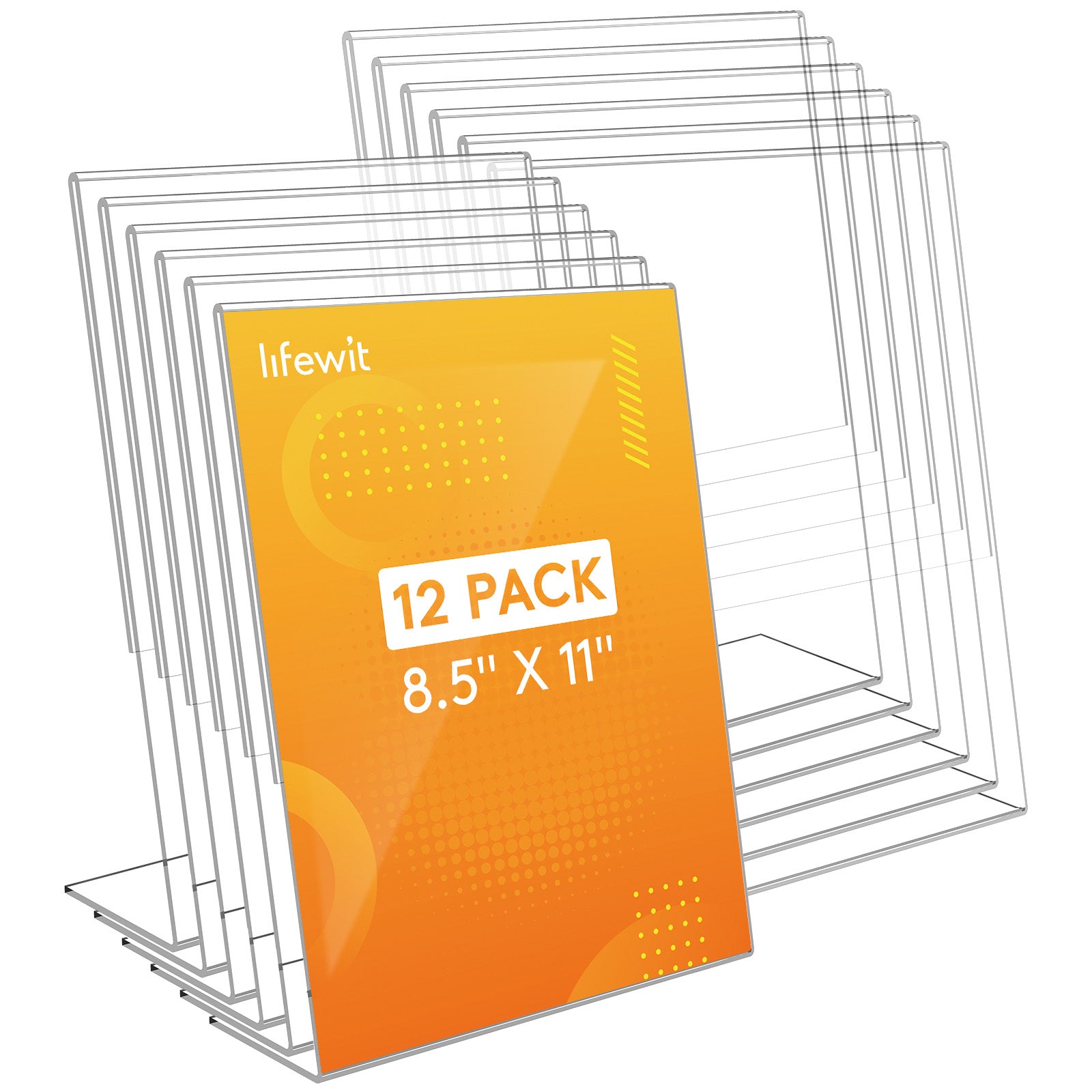 Lifewit 6-pack 8.5x11 Acrylic Transparent L-shaped sign Stand, Paper Flyer Menu Display Stand