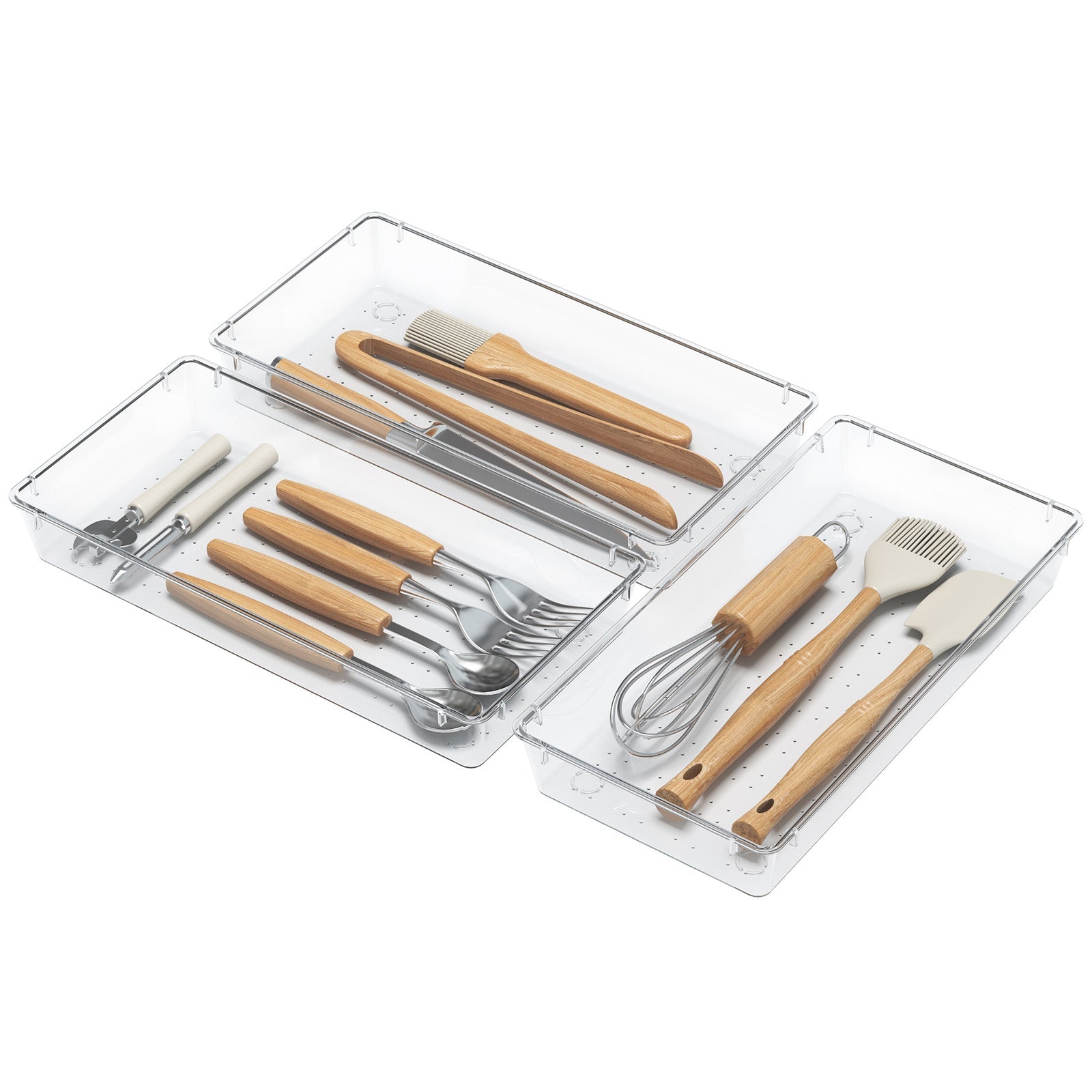 Lifewit Silverware Drawer Organizer, 5.75" x 11.65" Clear Utensil Tray for Kitchen Drawer, 4Pack