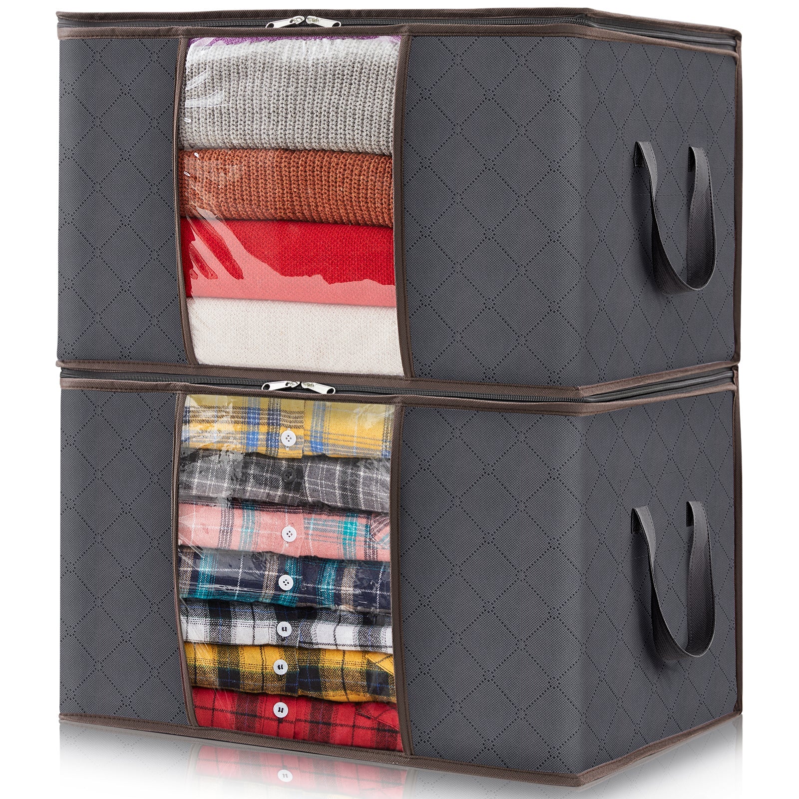 Lifewit Foldable Storage Bags with Clear Window for Clothes, Blankets, 60L