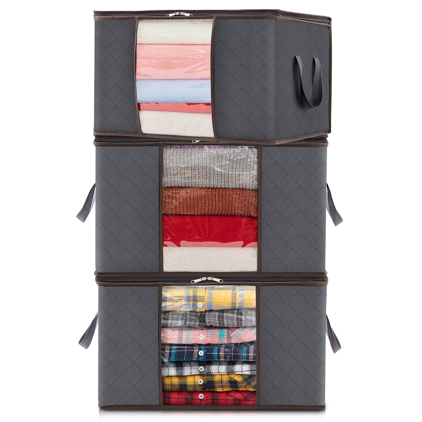 Lifewit Foldable Storage Bags with Clear Window for Clothes, Blankets, 60L