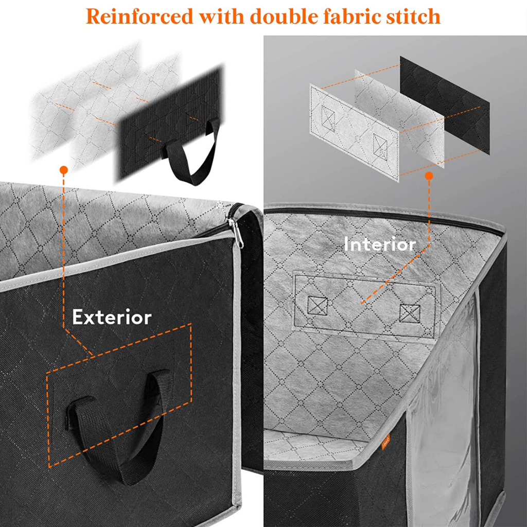 Lifewit 90L Black Clothes Storage Bag with 3 Packs