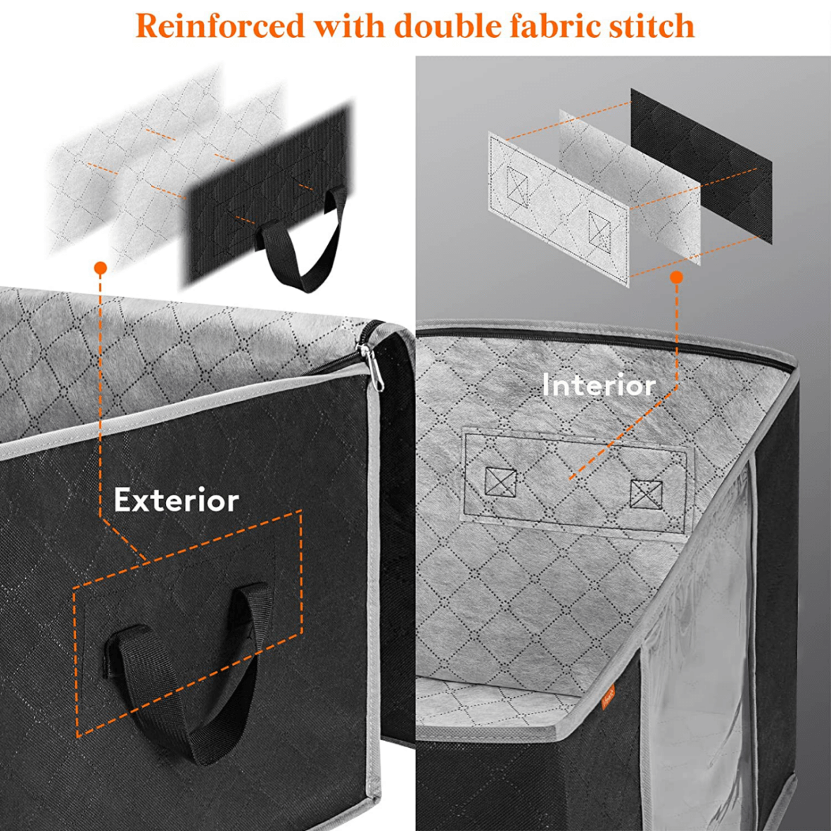 Lifewit 90L Black Clothes Storage Bag with 3 Packs