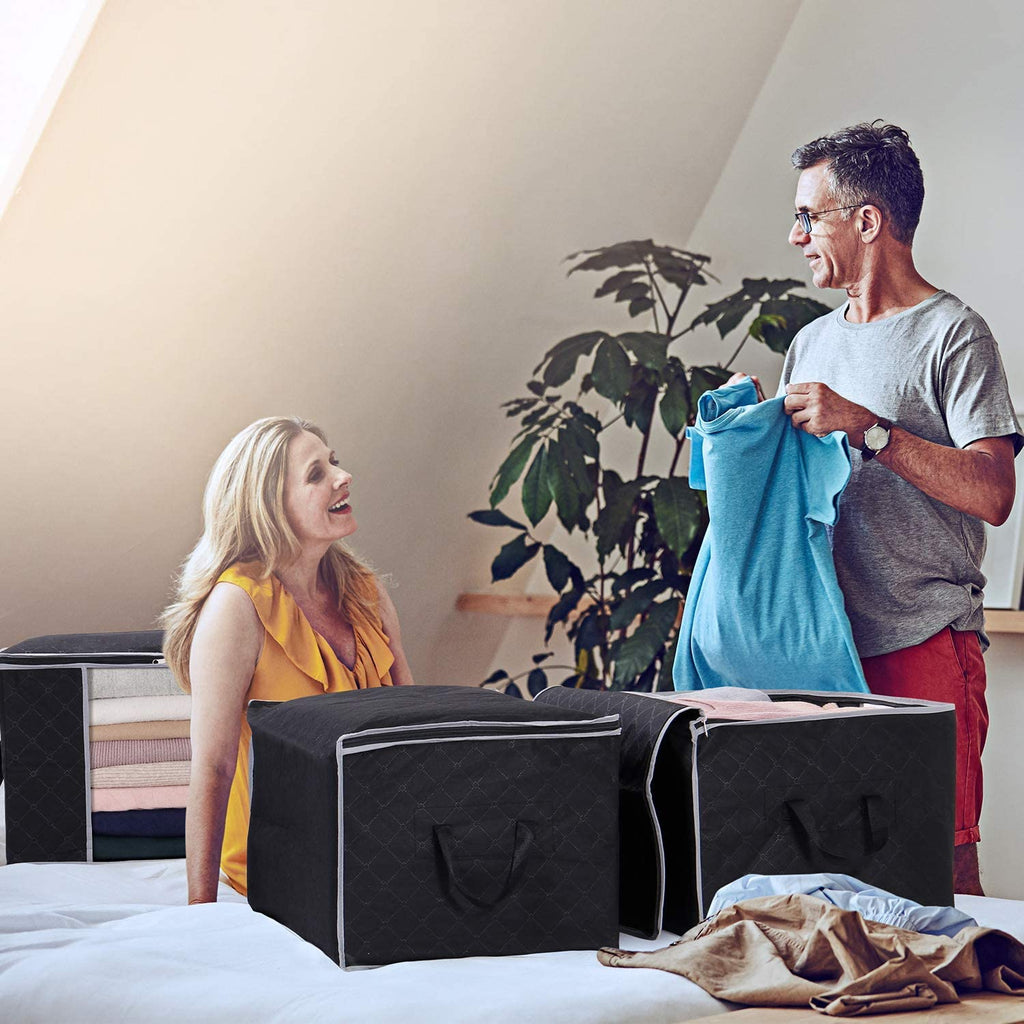 Lifewit 90L Black Clothes Storage Bag with 3 Packs