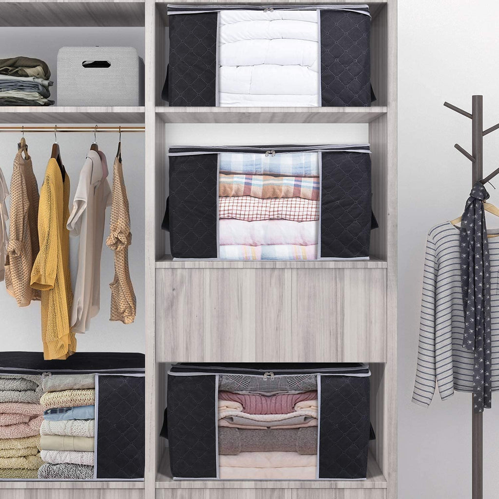 Lifewit 90L Black Clothes Storage Bag with 3 Packs