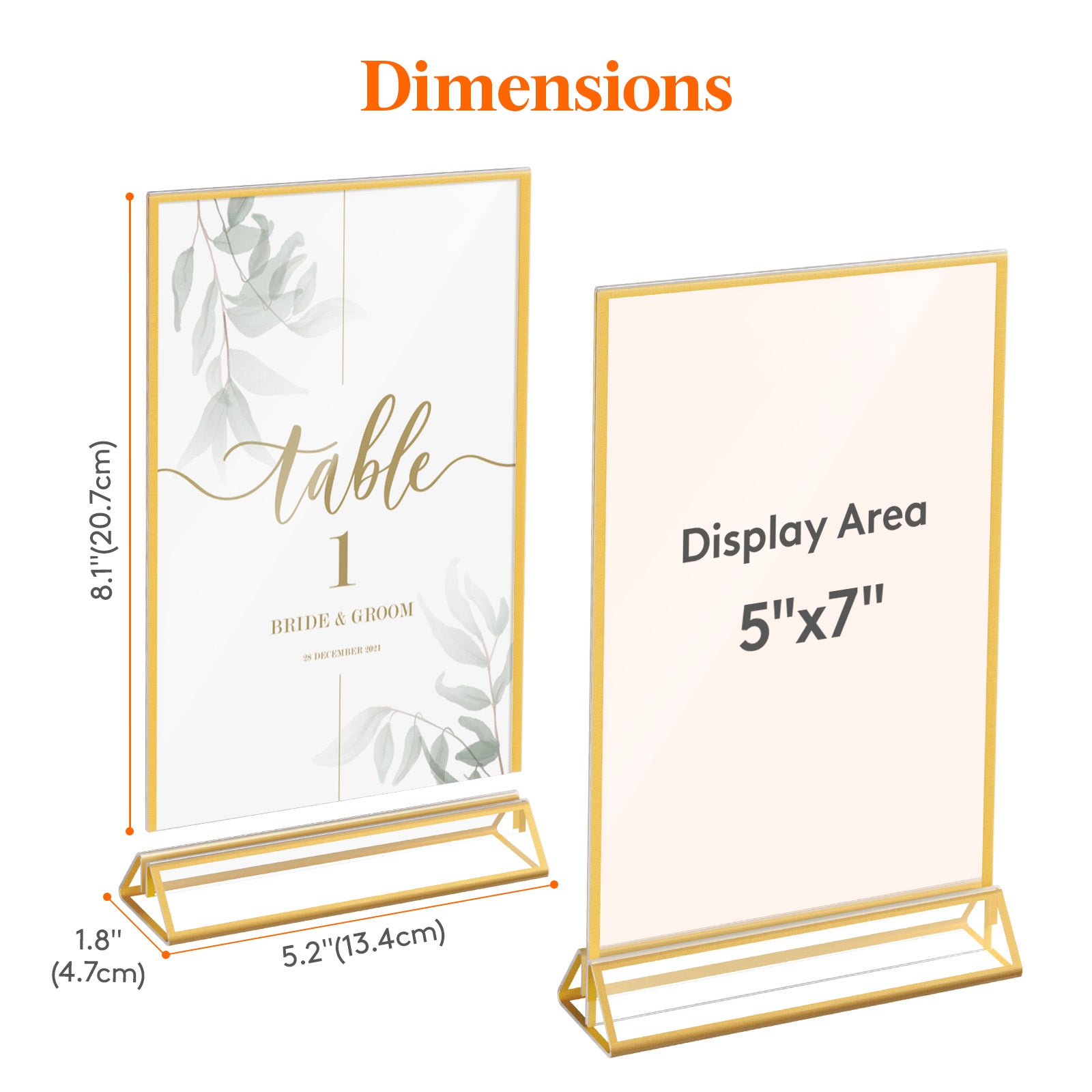 Lifewit 6 Pack Acrylic Sign Holder with Gold Borders, Plastic Menu Holders, Table Number Holders Picture Frames