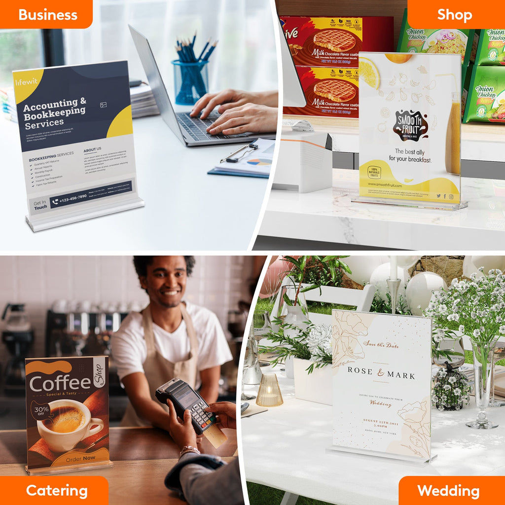 Lifewit 3 Pack 8.5x11 Clear Vertical Reversible Stand, Paper Flyer Menu Display Stand