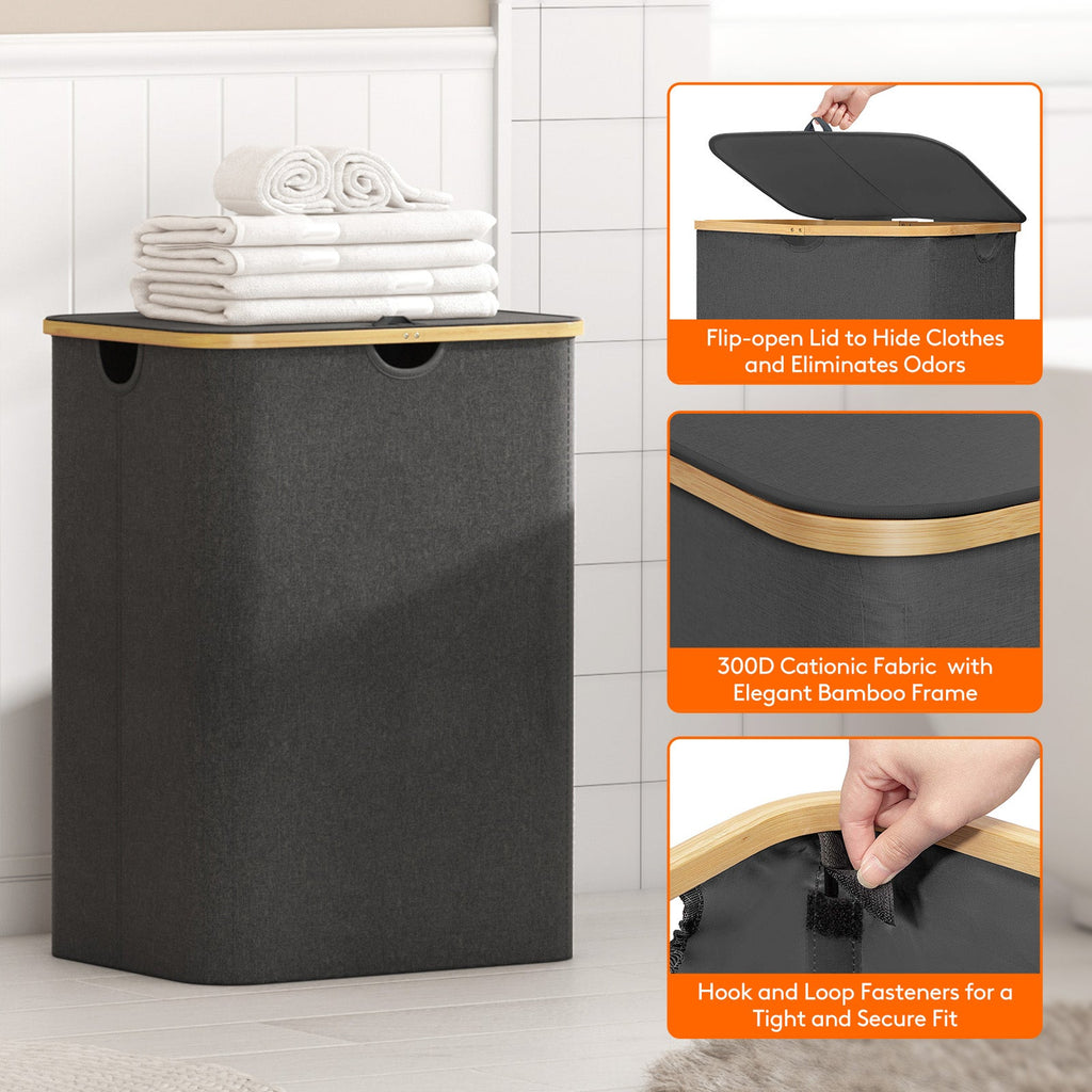 Lifewit 150L Laundry Basket with Lid 3 Section, Laundry Hamper with Handles, Removable Laundry Bags