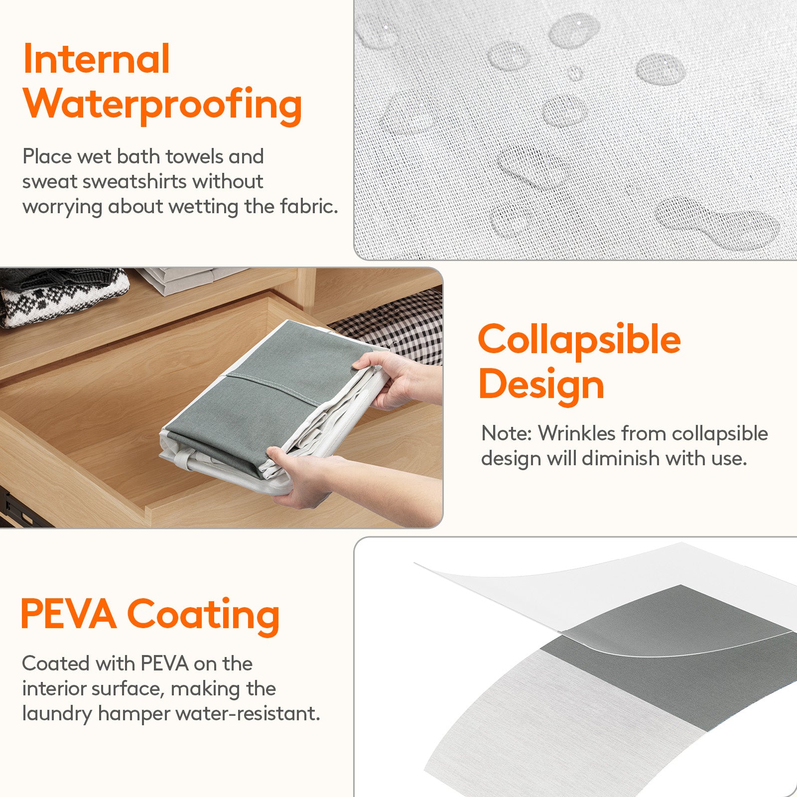 Lifewit 2 x 80L for Laundry Dormitory Bedroom Bathroom Waterproof High Folding Laundry Basket