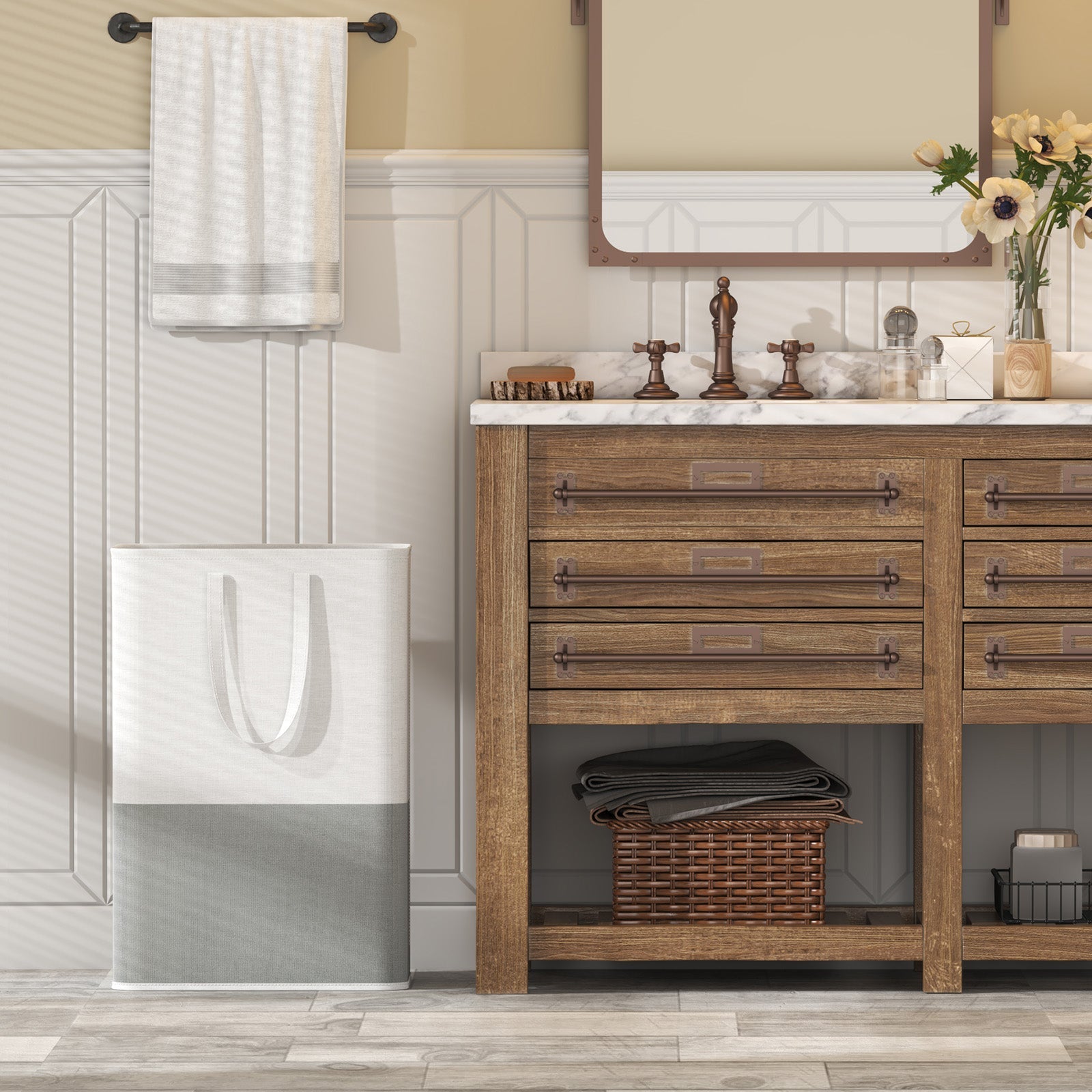 Lifewit 2 x 80L for Laundry Dormitory Bedroom Bathroom Waterproof High Folding Laundry Basket