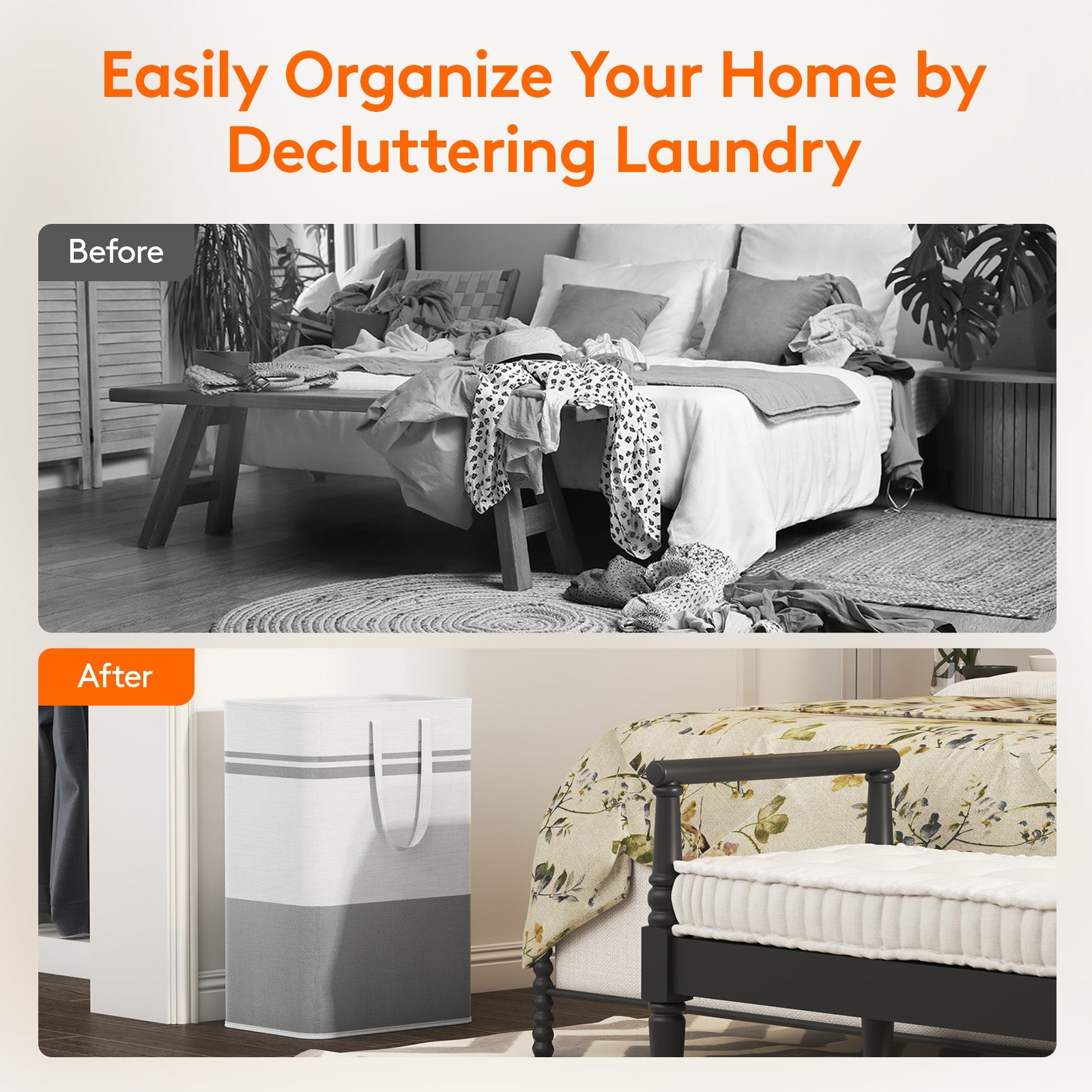 Lifewit 2-Pack 80L Waterproof Collapsible Laundry Basket with Carrying Handle