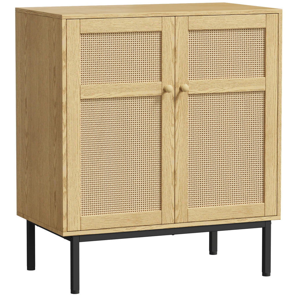 Lifewit Rattan Sideboard with Power Socket, 4 Doors, Natural