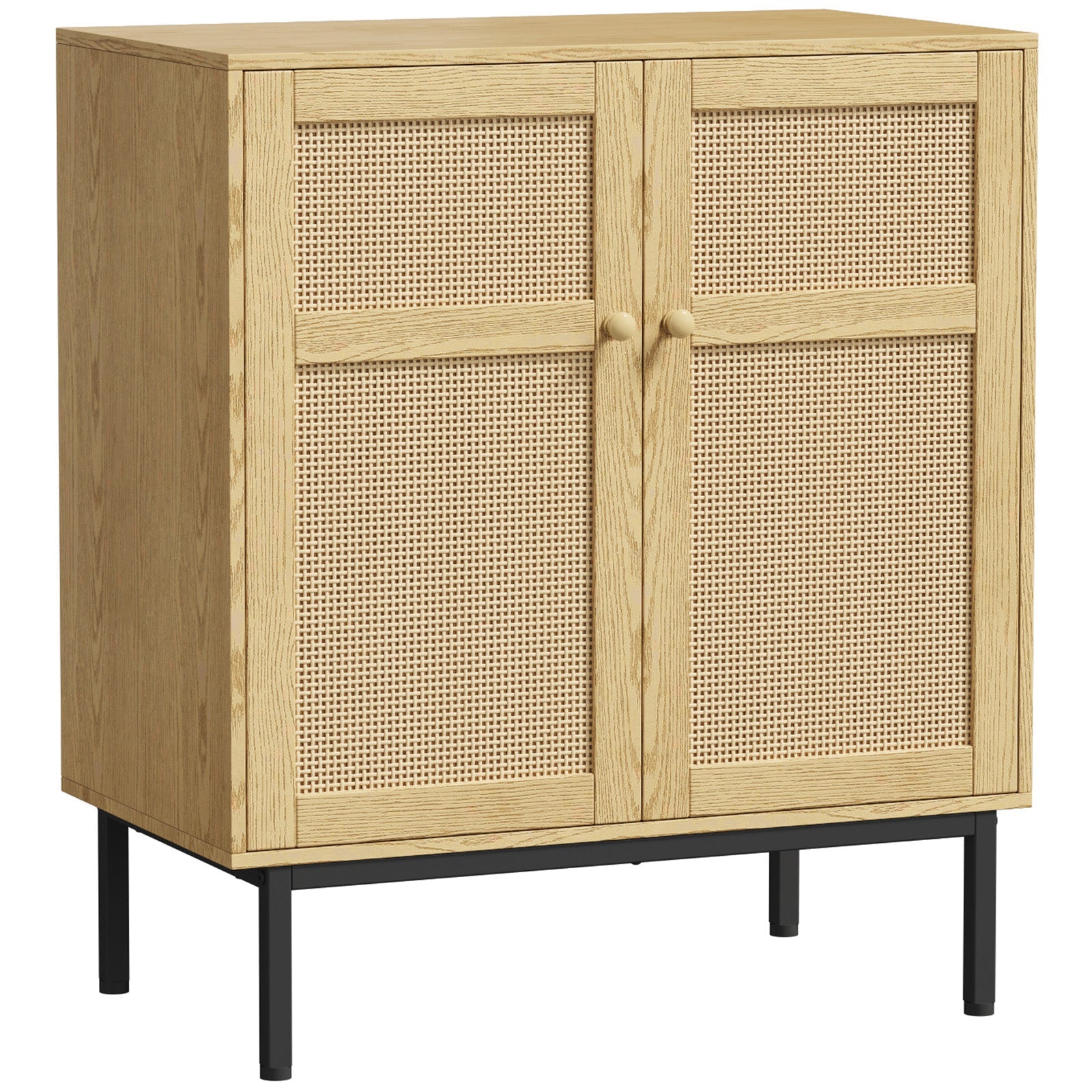 Lifewit Rattan Sideboard with Power Socket, 4 Doors, Natural