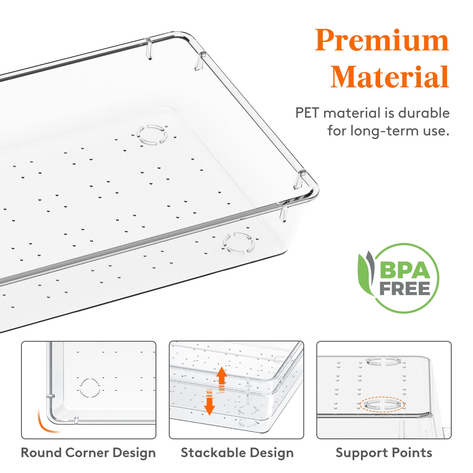 Lifewit Silverware Drawer Organizer, 5.75" x 11.65" Clear Utensil Tray for Kitchen Drawer, 4Pack