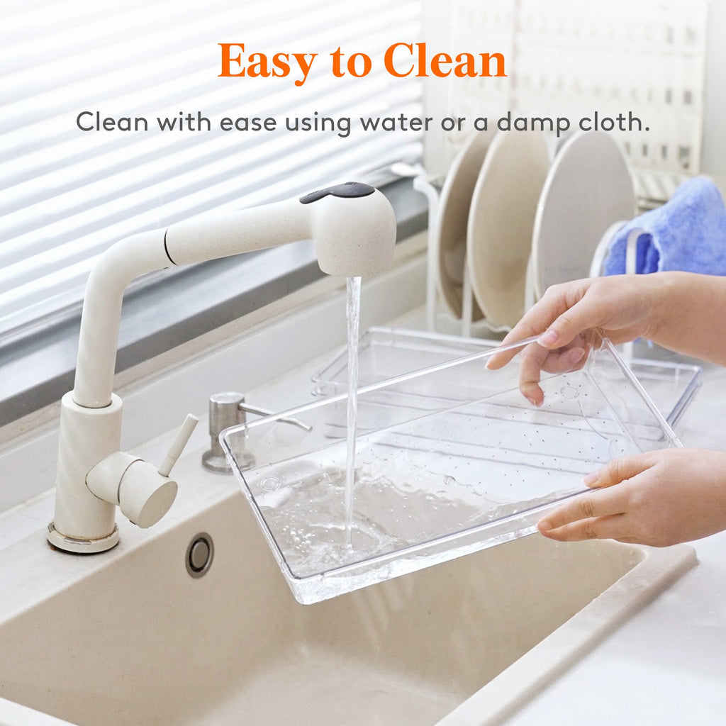 Lifewit Silverware Drawer Organizer, 5.75" x 11.65" Clear Utensil Tray for Kitchen Drawer, 4Pack