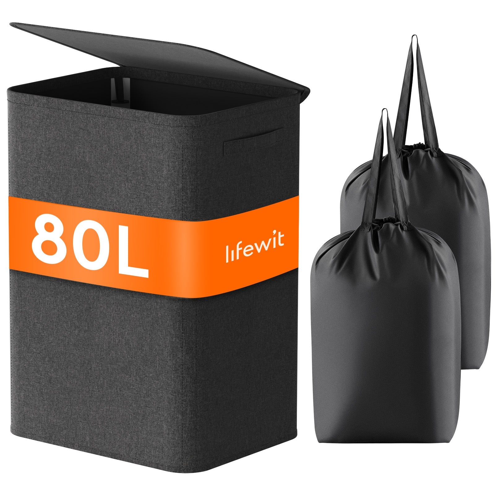 Lifewit 100L Large Laundry Hamper with Lid, Tall Foldable Dirty Clothes Hamper