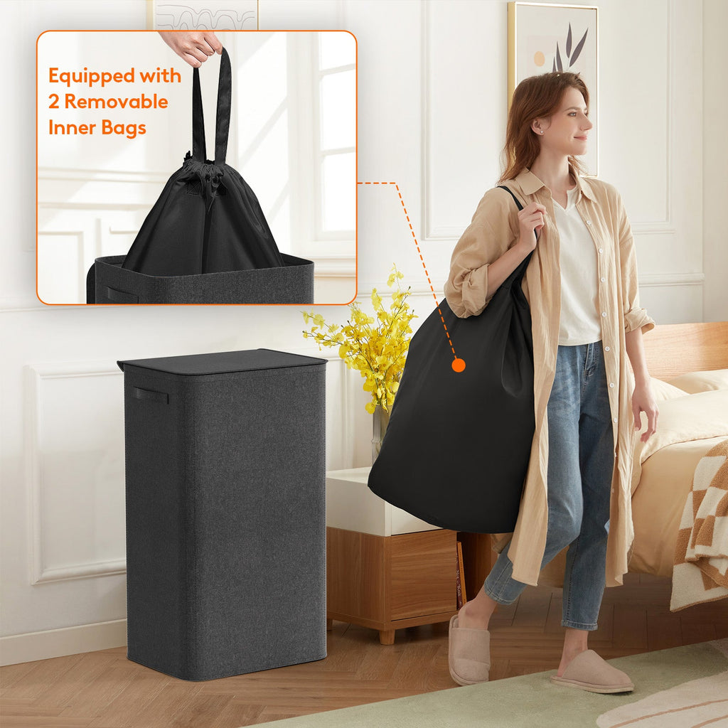 Lifewit 100L Large Laundry Hamper with Lid, Tall Foldable Dirty Clothes Hamper