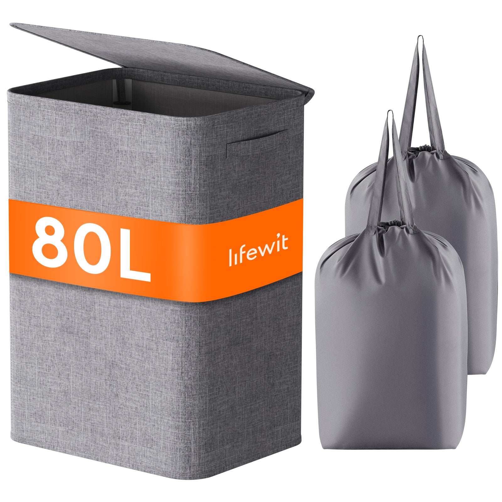 Lifewit 100L Large Laundry Hamper with Lid, Tall Foldable Dirty Clothes Hamper