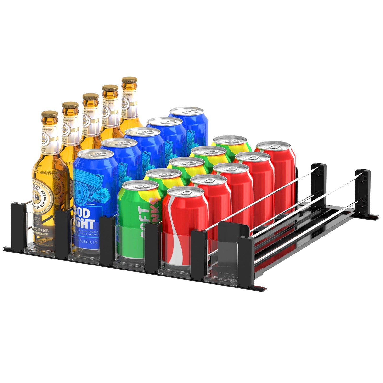 Lifewit Self-Propelling Width Adjustable Sliding Refrigerator Soda Can Dispenser, Holds 25 Cans