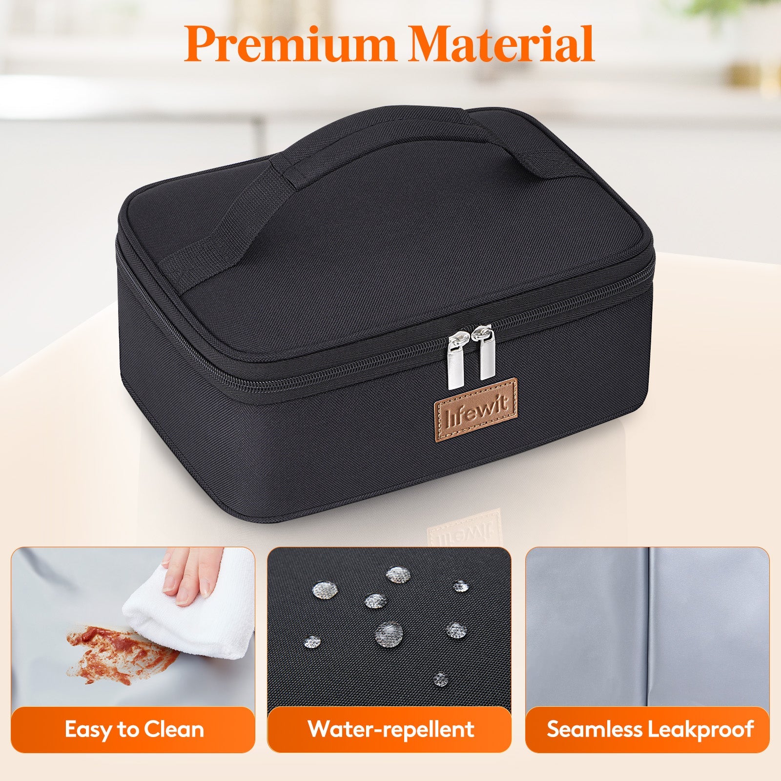 Lifewit Small Insulated Lunch Bag for Men and Women, Black 4L Waterproof Reusable Cooler