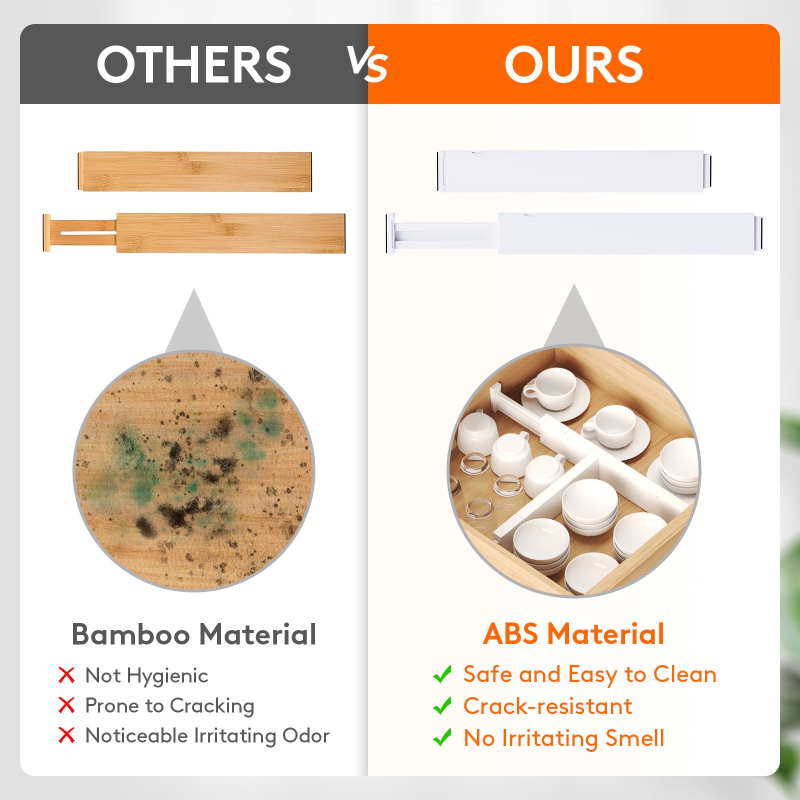 Lifewit 5-Pack Kitchen Drawer Dividers 2.36" Height, 11"-17" Adjustable Drawer Organizer