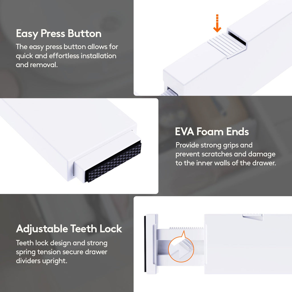 Lifewit 5-Pack Kitchen Drawer Dividers 2.36" Height, 11"-17" Adjustable Drawer Organizer