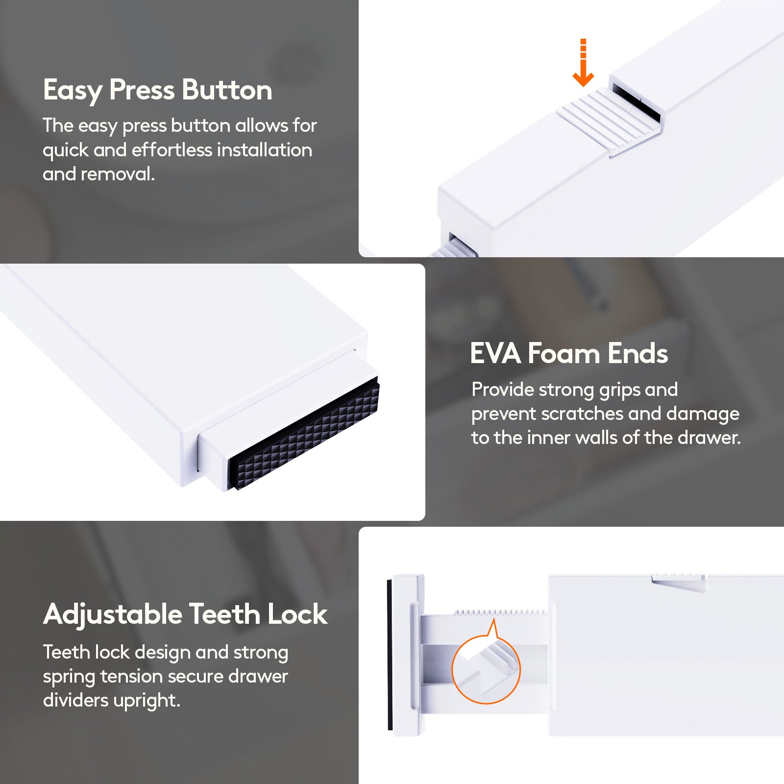 Lifewit 5-Pack Kitchen Drawer Dividers 2.36" Height, 11"-17" Adjustable Drawer Organizer