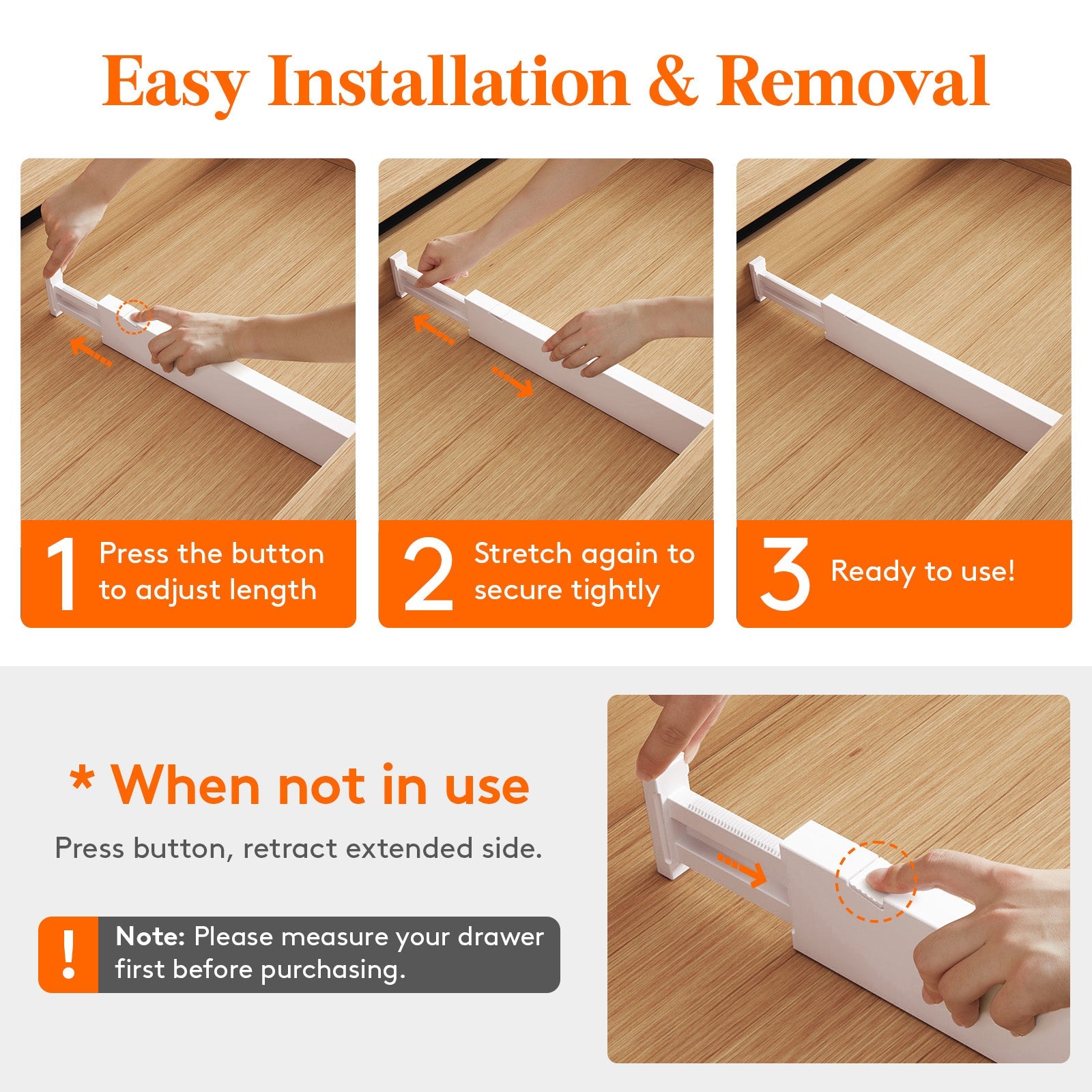 Lifewit 5-Pack Kitchen Drawer Dividers 2.36" Height, 11"-17" Adjustable Drawer Organizer
