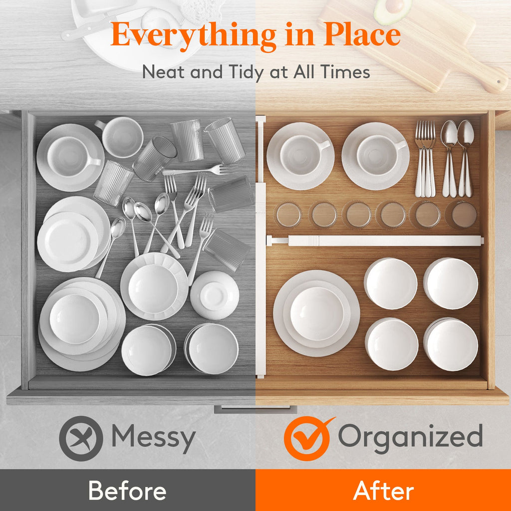 Lifewit 5-Pack Kitchen Drawer Dividers 2.36" Height, 11"-17" Adjustable Drawer Organizer