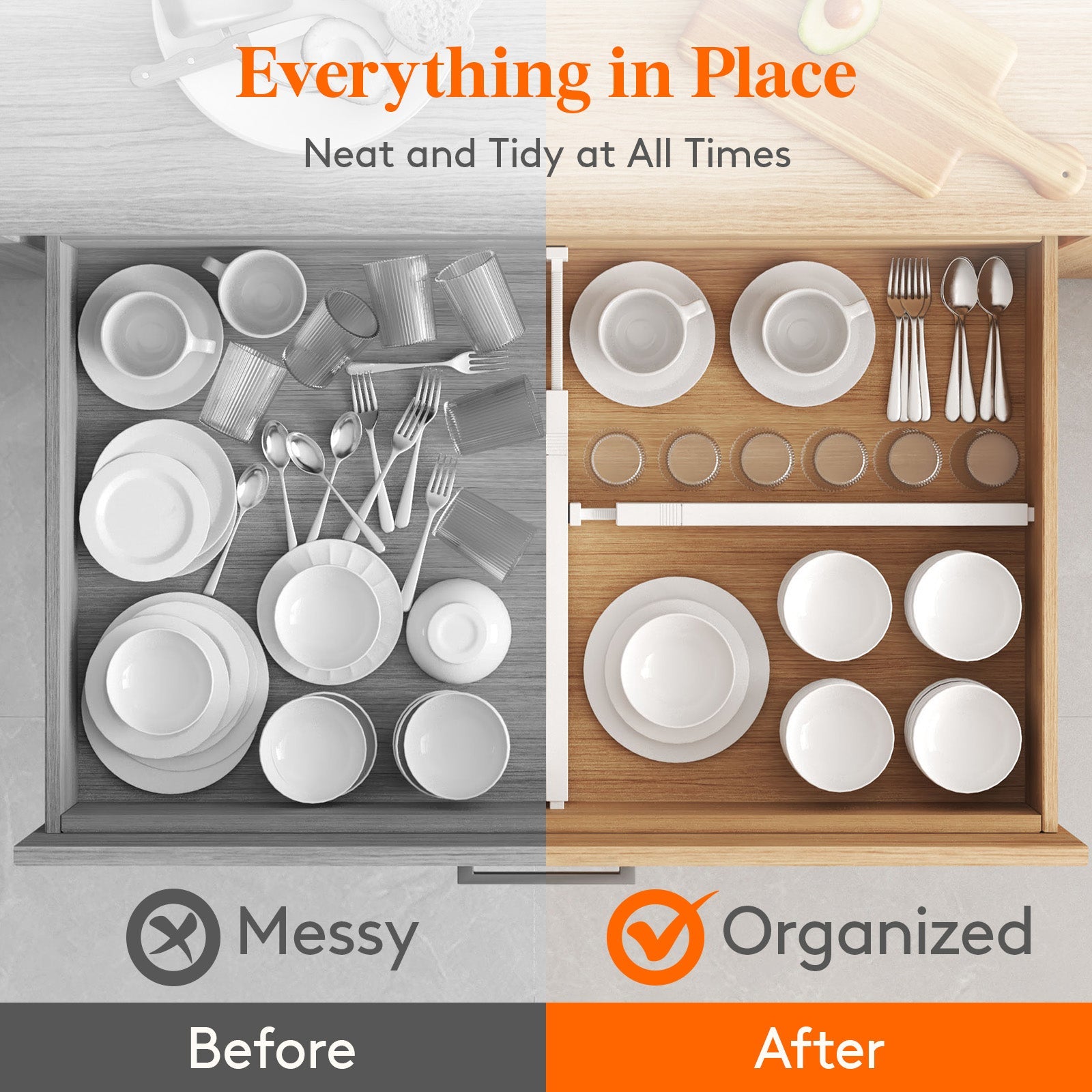 Lifewit 5-Pack Kitchen Drawer Dividers 2.36" Height, 11"-17" Adjustable Drawer Organizer