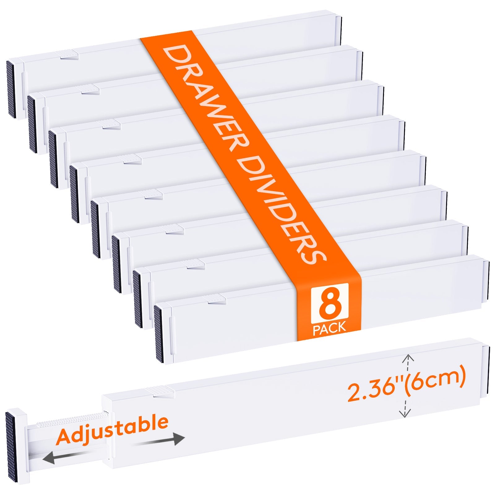 Lifewit 5-Pack Kitchen Drawer Dividers 2.36" Height, 11"-17" Adjustable Drawer Organizer