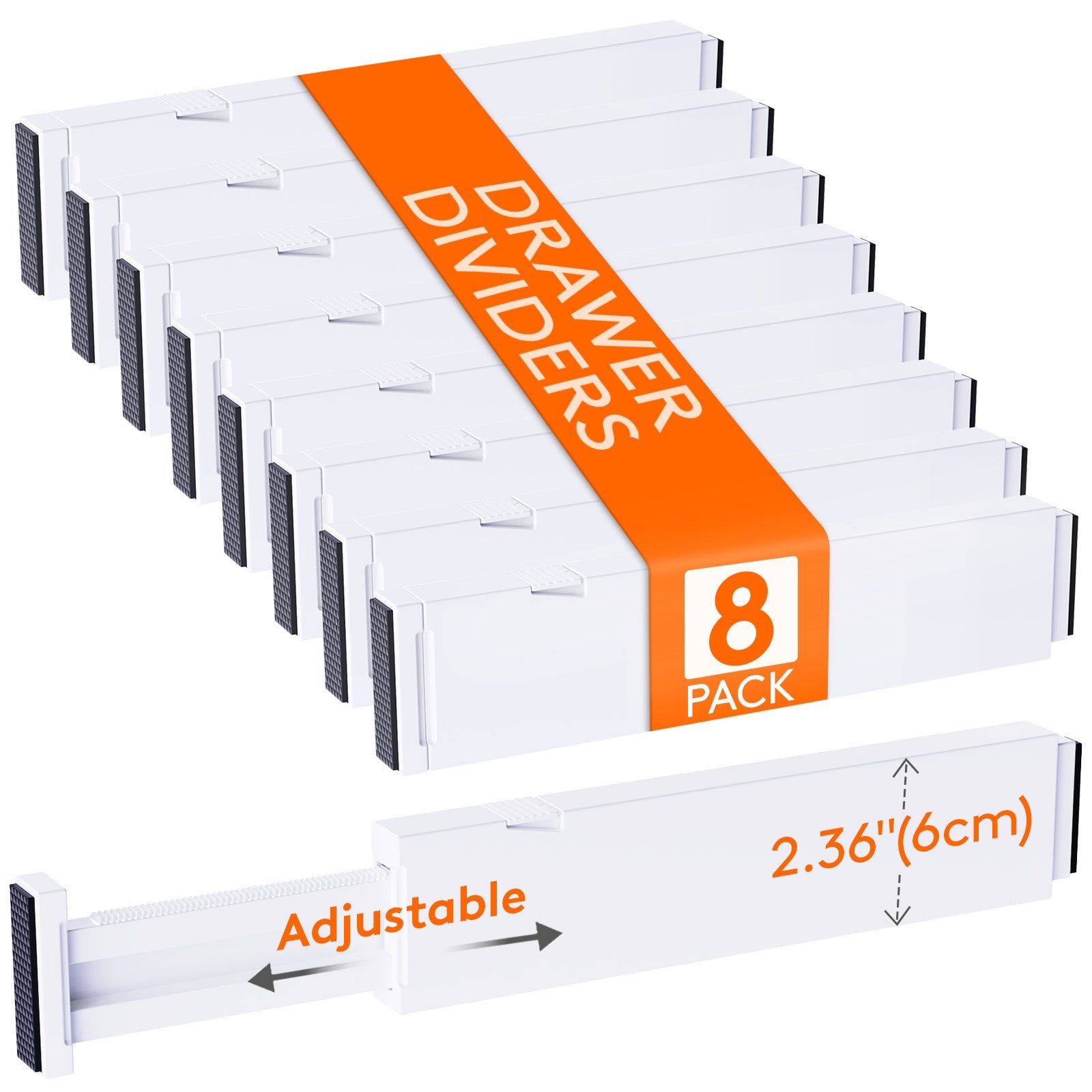 Lifewit 5-Pack Kitchen Drawer Dividers 2.36" Height, 11"-17" Adjustable Drawer Organizer