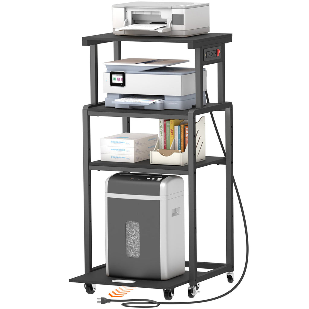 Lifewit 4-Tier Printer Stand with 3 Power Outlets, Wheels and Adjustable Storage Shelves