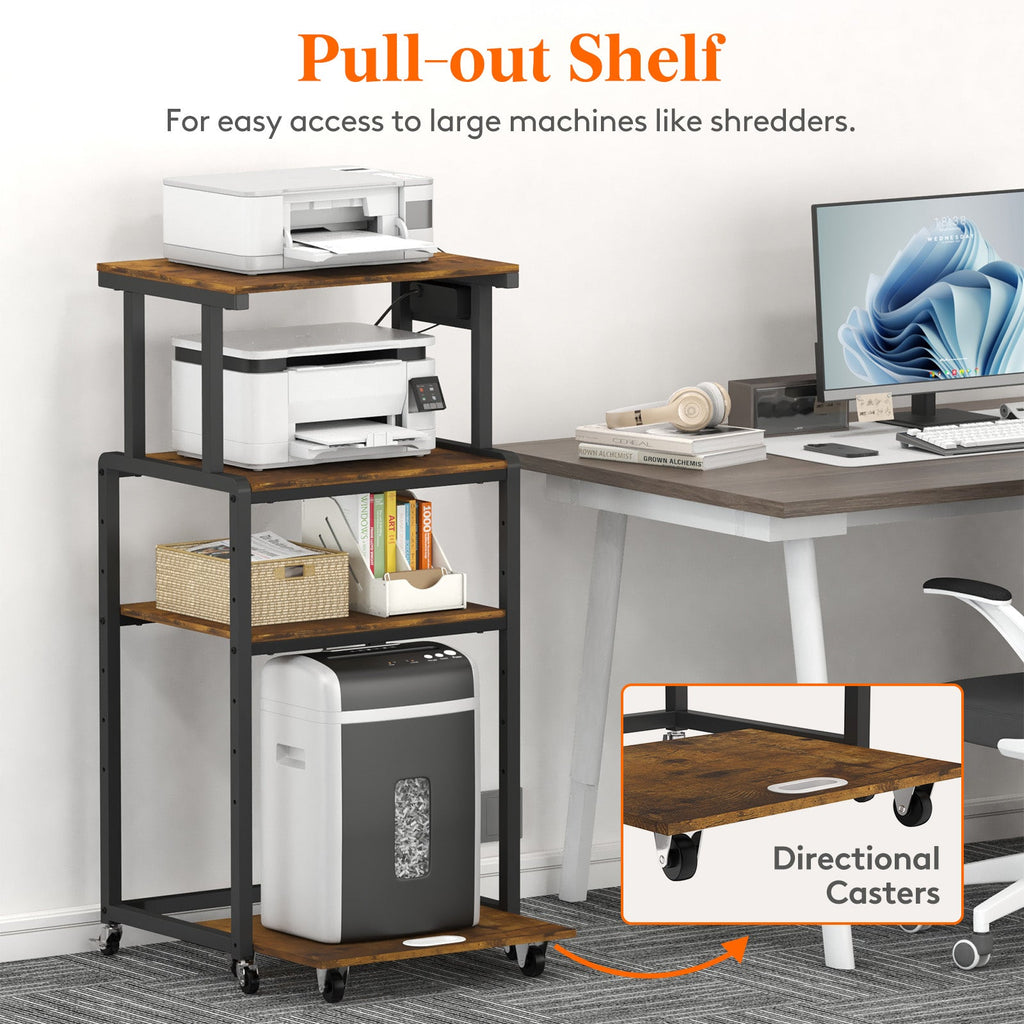 Lifewit 4 Tier Rolling Printer Cart with Wheels and Adjustable Printer Stand