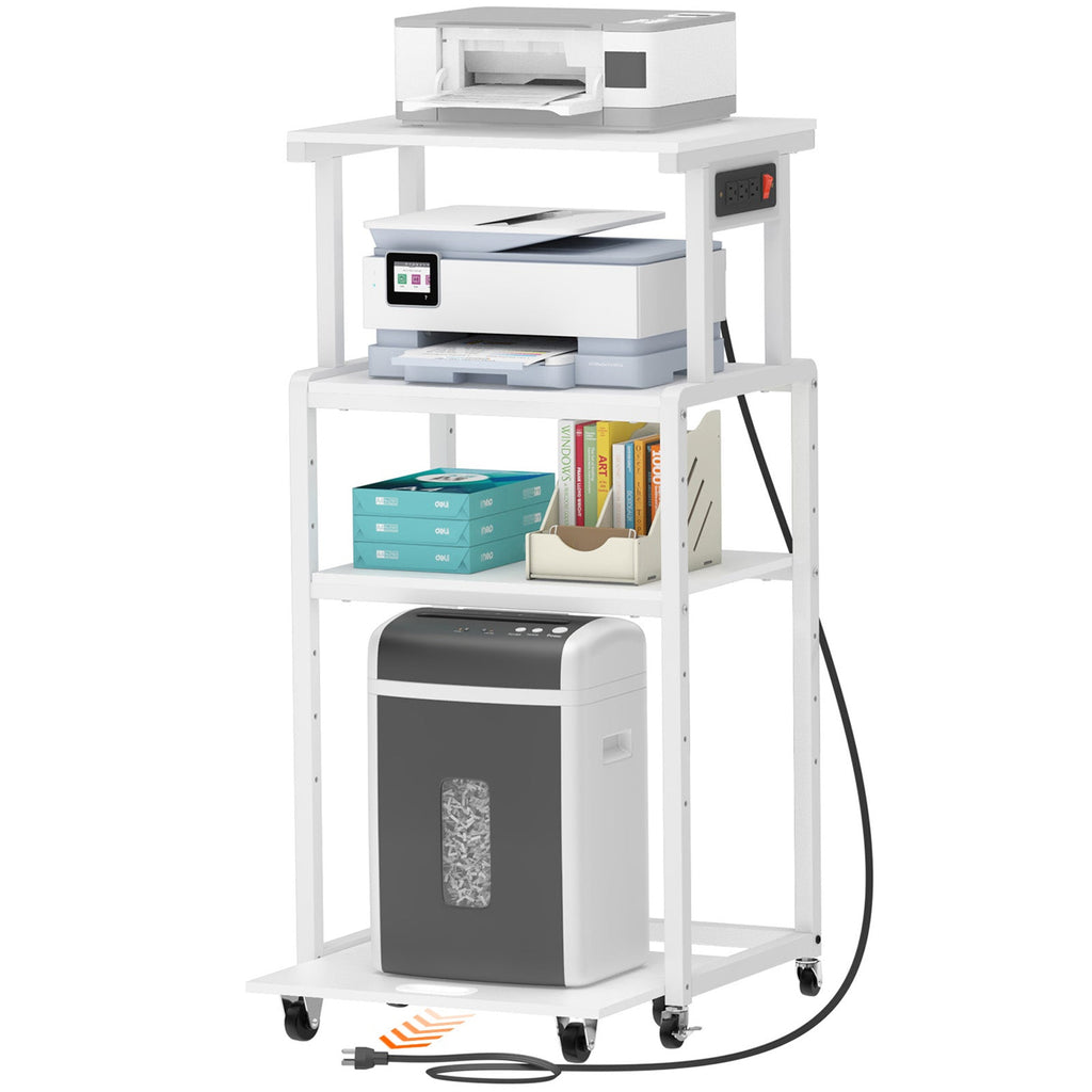 Lifewit 4-Tier Printer Stand with 3 Power Outlets, Wheels and Adjustable Storage Shelves