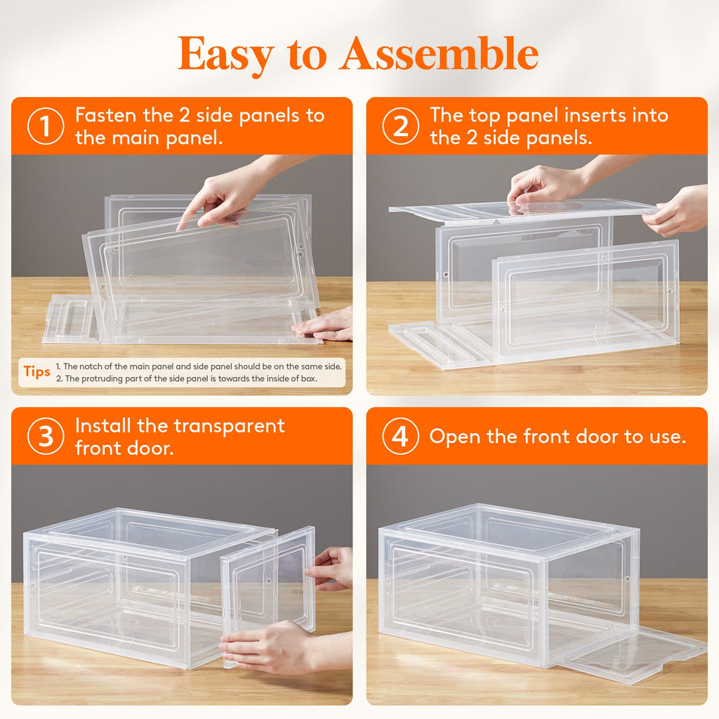 Lifewit 6-Pack Baseball Cap Hat Storage Box, Clear Hat Display Container