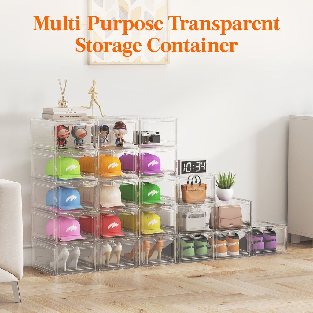 Lifewit 6-Pack Baseball Cap Hat Storage Box, Clear Hat Display Container