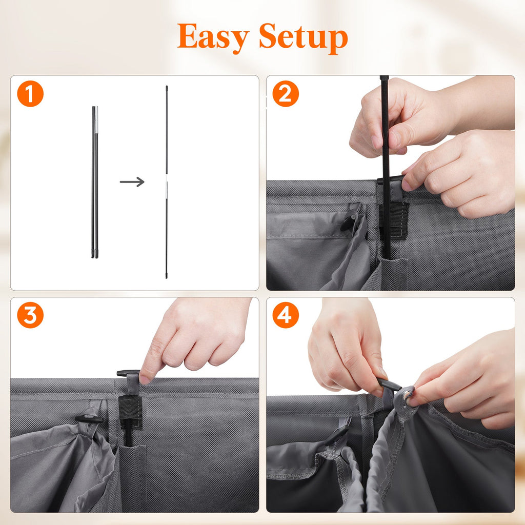 Lifewit 145L Large Double Layer 2 Partition Laundry Hamper with Lid, Grey