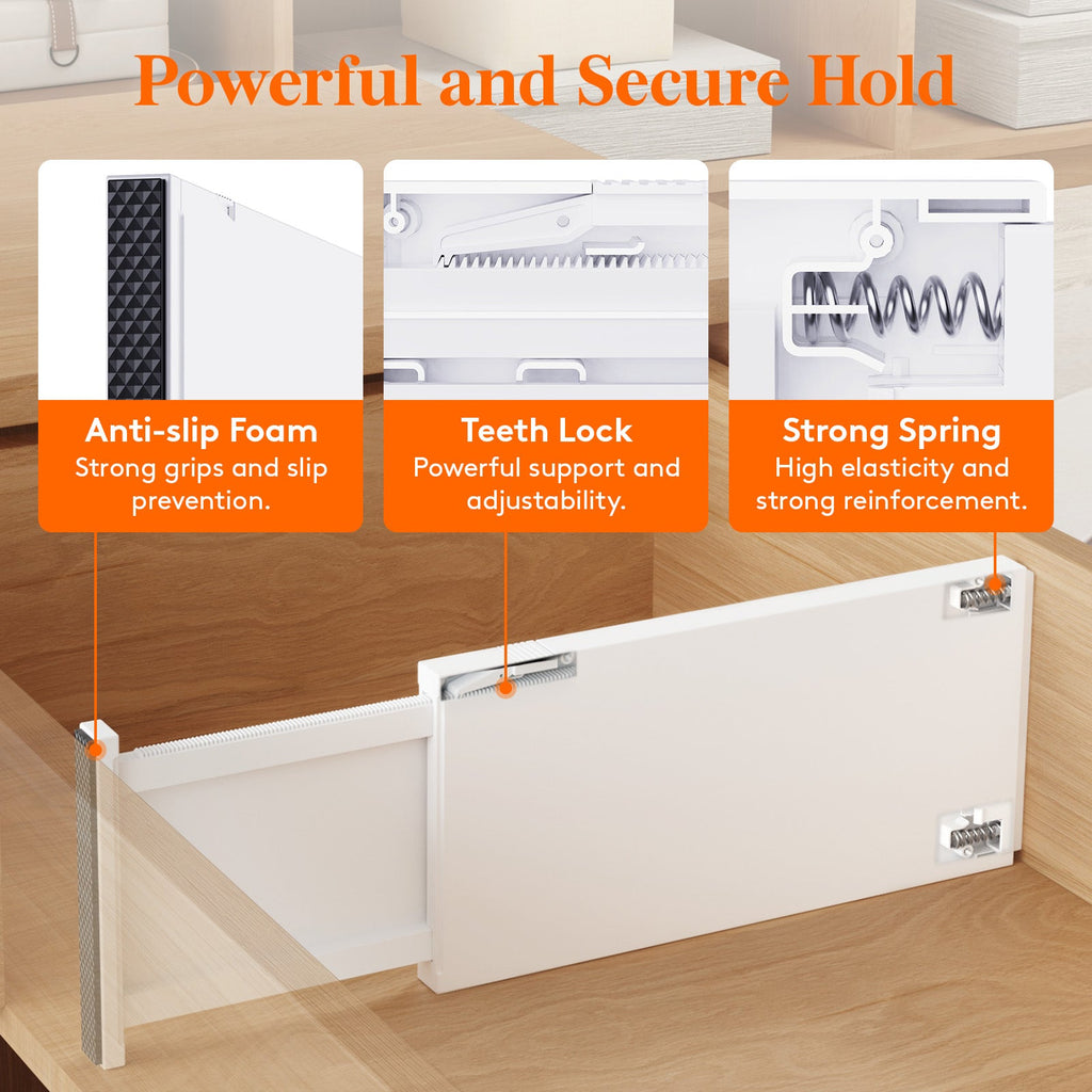 Lifewit 5-Pack Plastic Drawer Dividers 6" High, 13.5-22" Adjustable Drawer Organizer