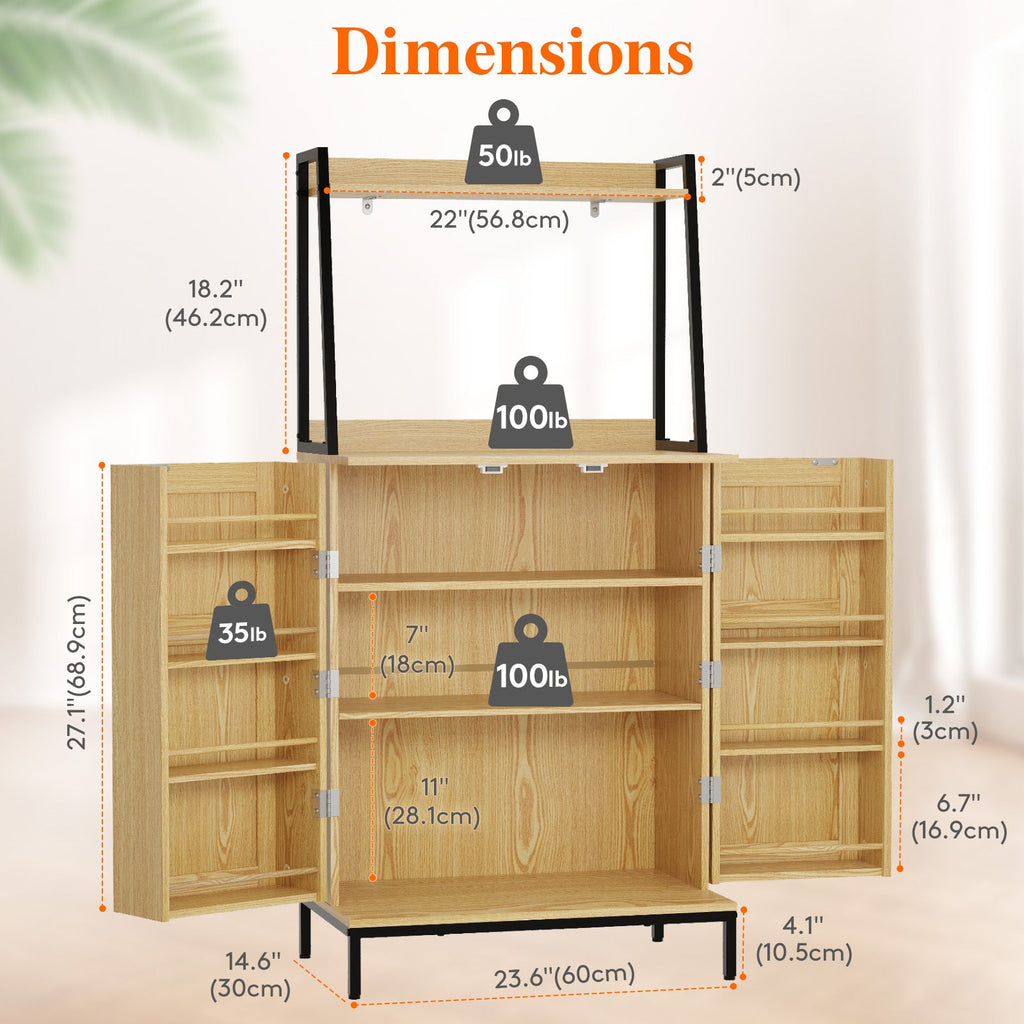 Lifewit 49.6" Kitchen Pantry Cabinet with Rattan Doors and Adjustable Shelves