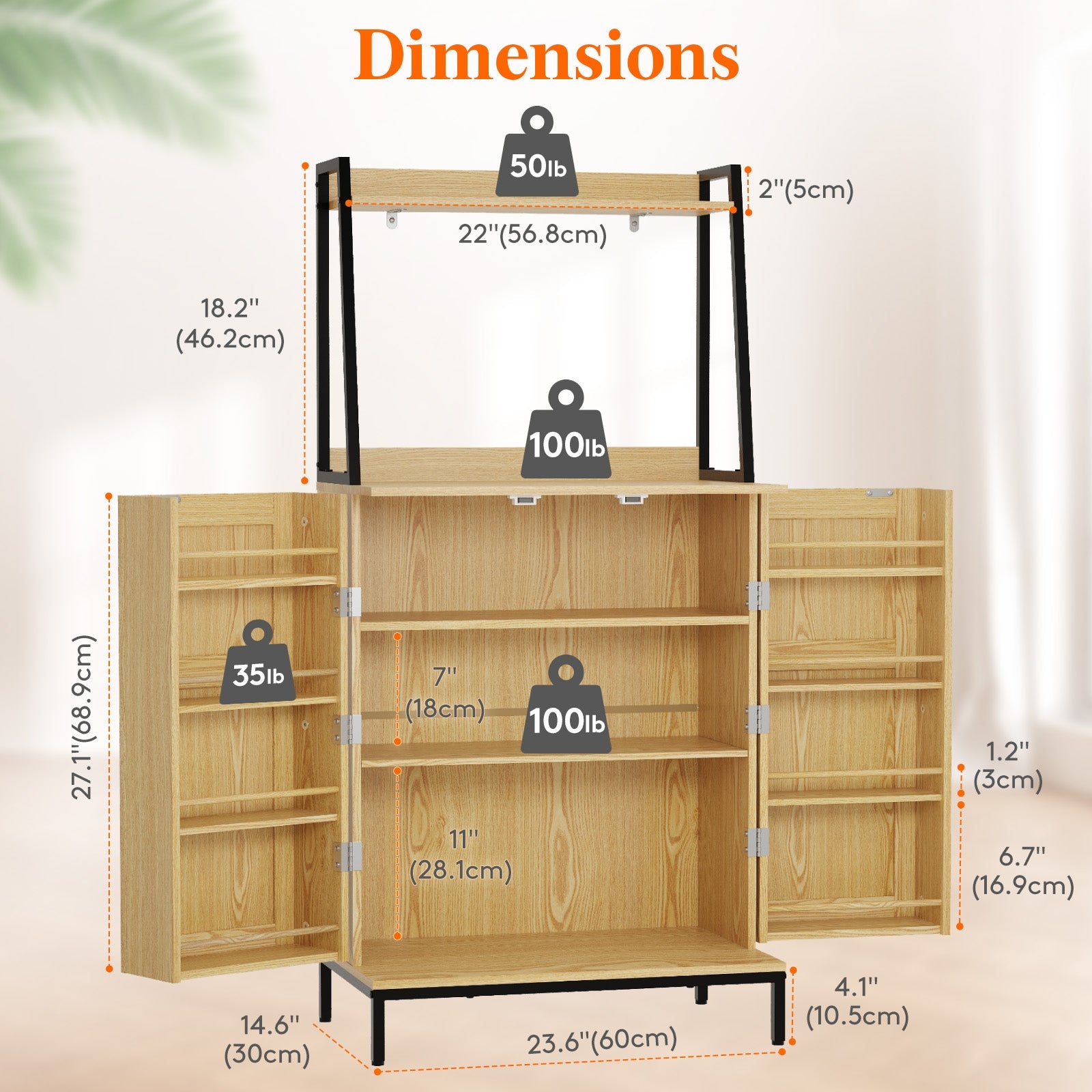 Lifewit 49.6" Kitchen Pantry Cabinet with Rattan Doors and Adjustable Shelves