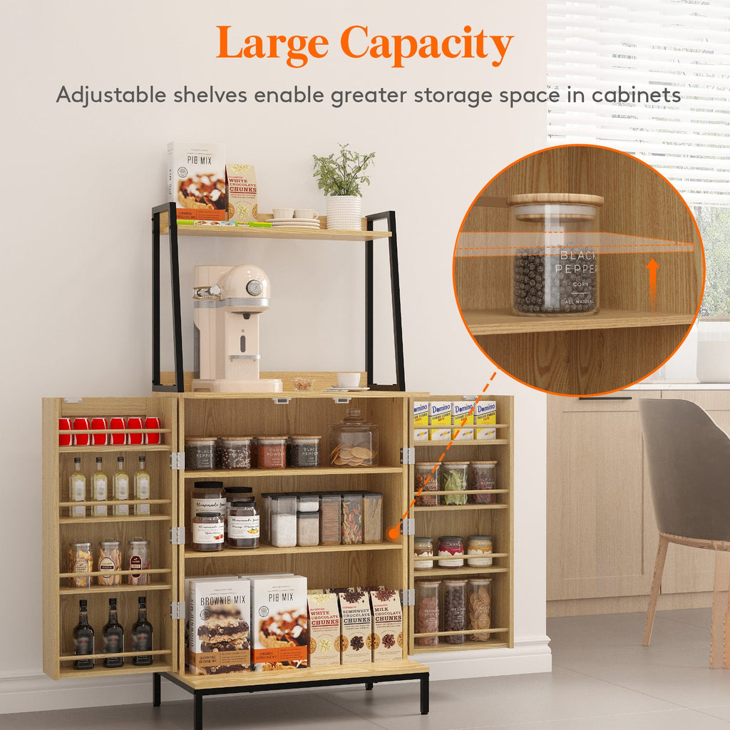 Lifewit 49.6" Kitchen Pantry Cabinet with Rattan Doors and Adjustable Shelves