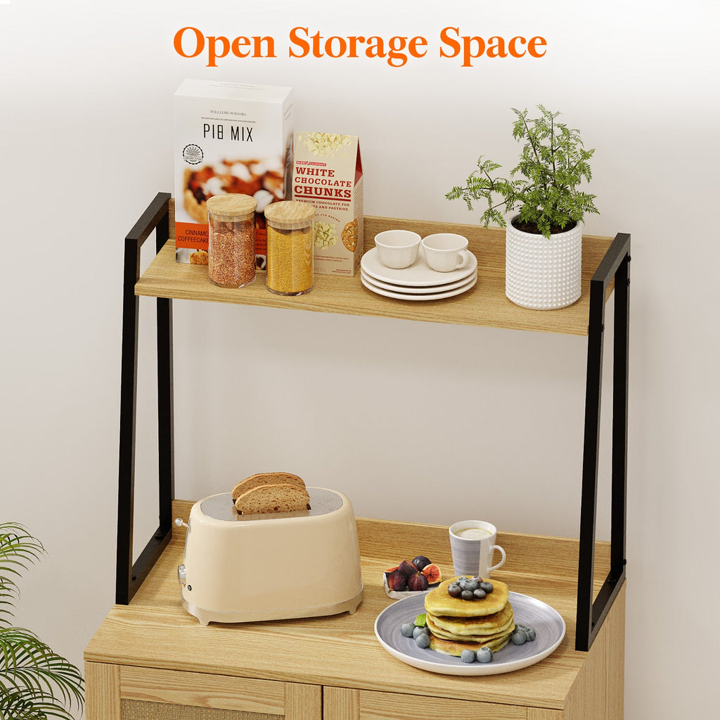 Lifewit 49.6" Kitchen Pantry Cabinet with Rattan Doors and Adjustable Shelves