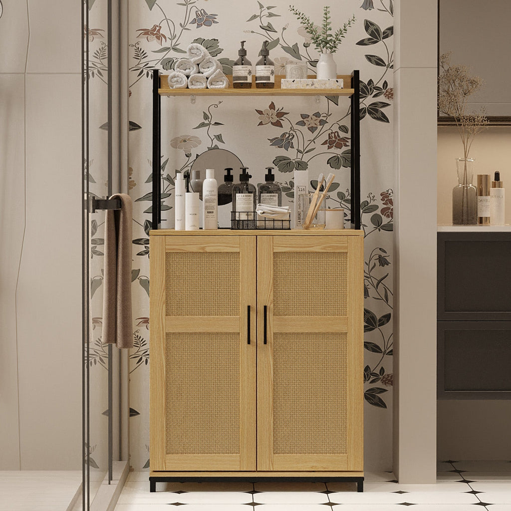 Lifewit 49.6" Kitchen Pantry Cabinet with Rattan Doors and Adjustable Shelves