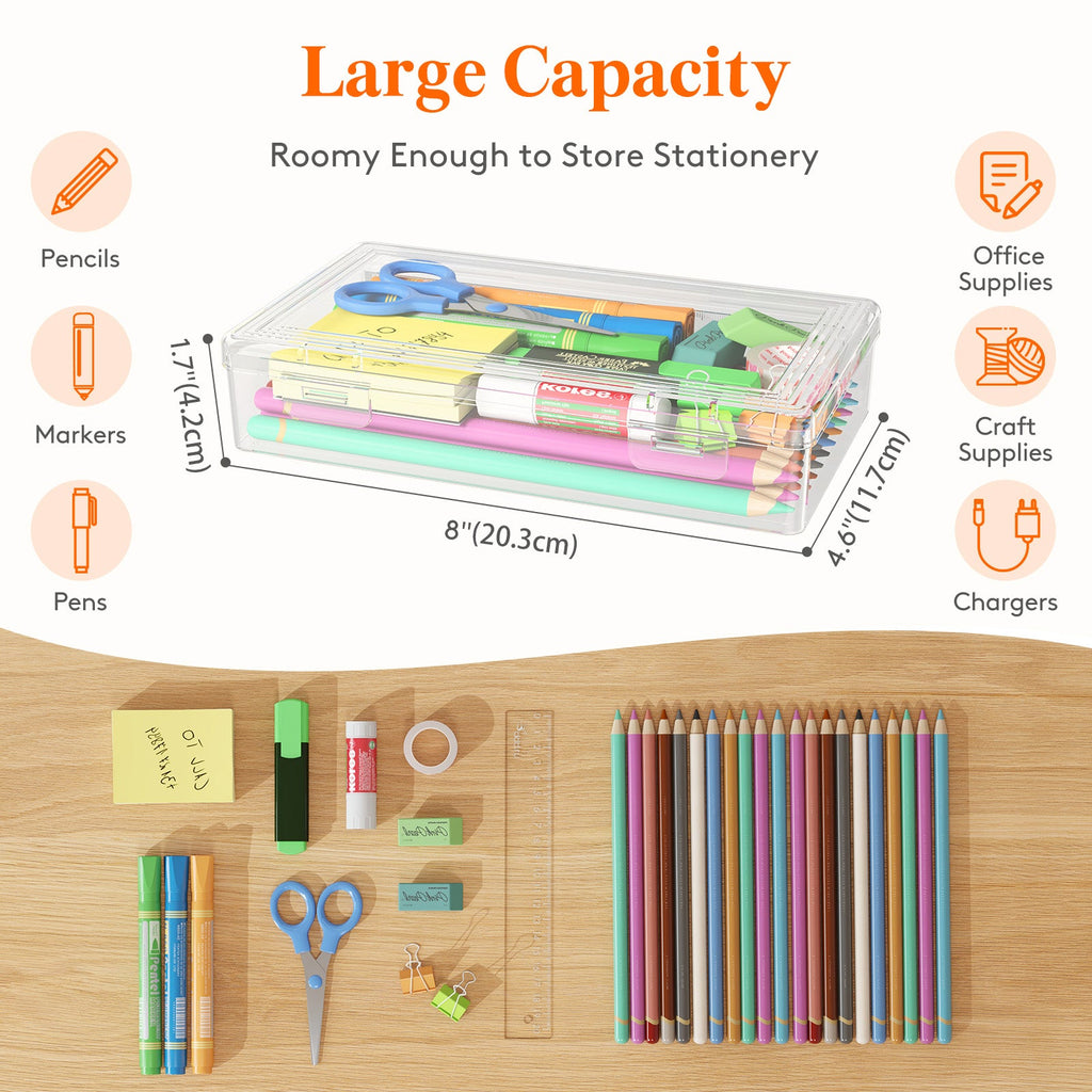 Lifewit Snap-On Plastic Pencil Case, Stackable Large Capacity Hard Pencil Case