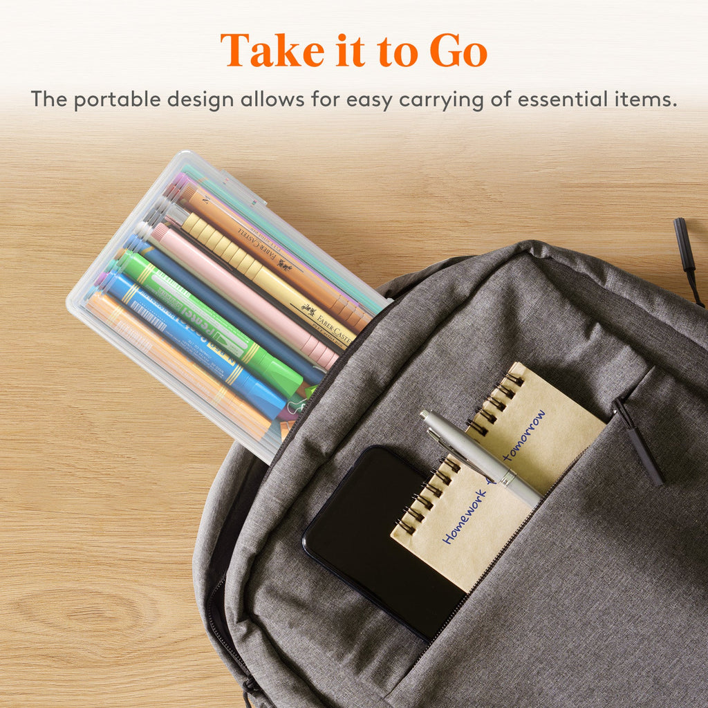 Lifewit Snap-On Plastic Pencil Case, Stackable Large Capacity Hard Pencil Case