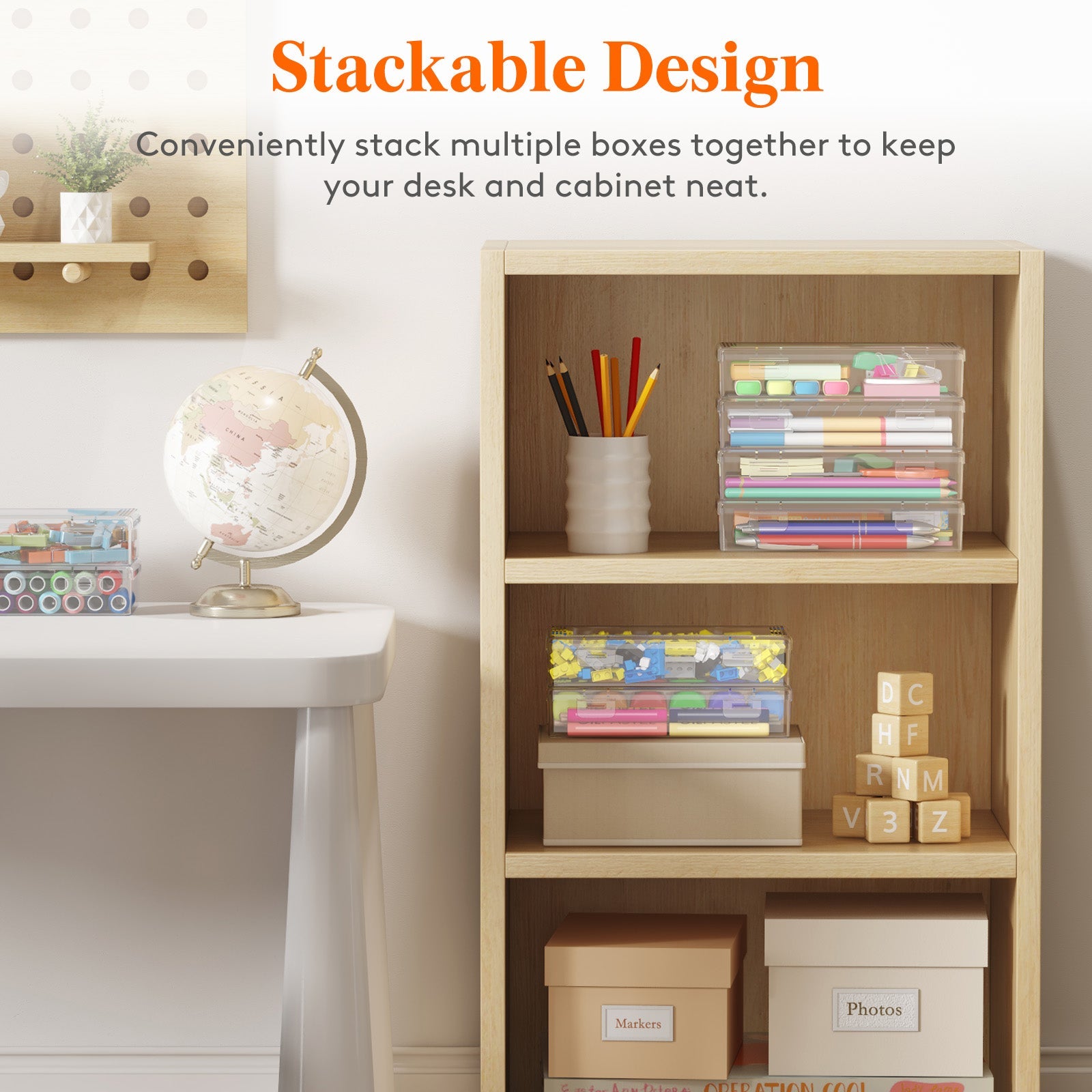 Lifewit Snap-On Plastic Pencil Case, Stackable Large Capacity Hard Pencil Case