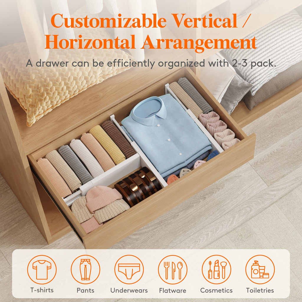 Lifewit 5-Pack 13.5-22 Inch Adjustable Drawer Organizer for Bedroom/Bathroom/Kitchen