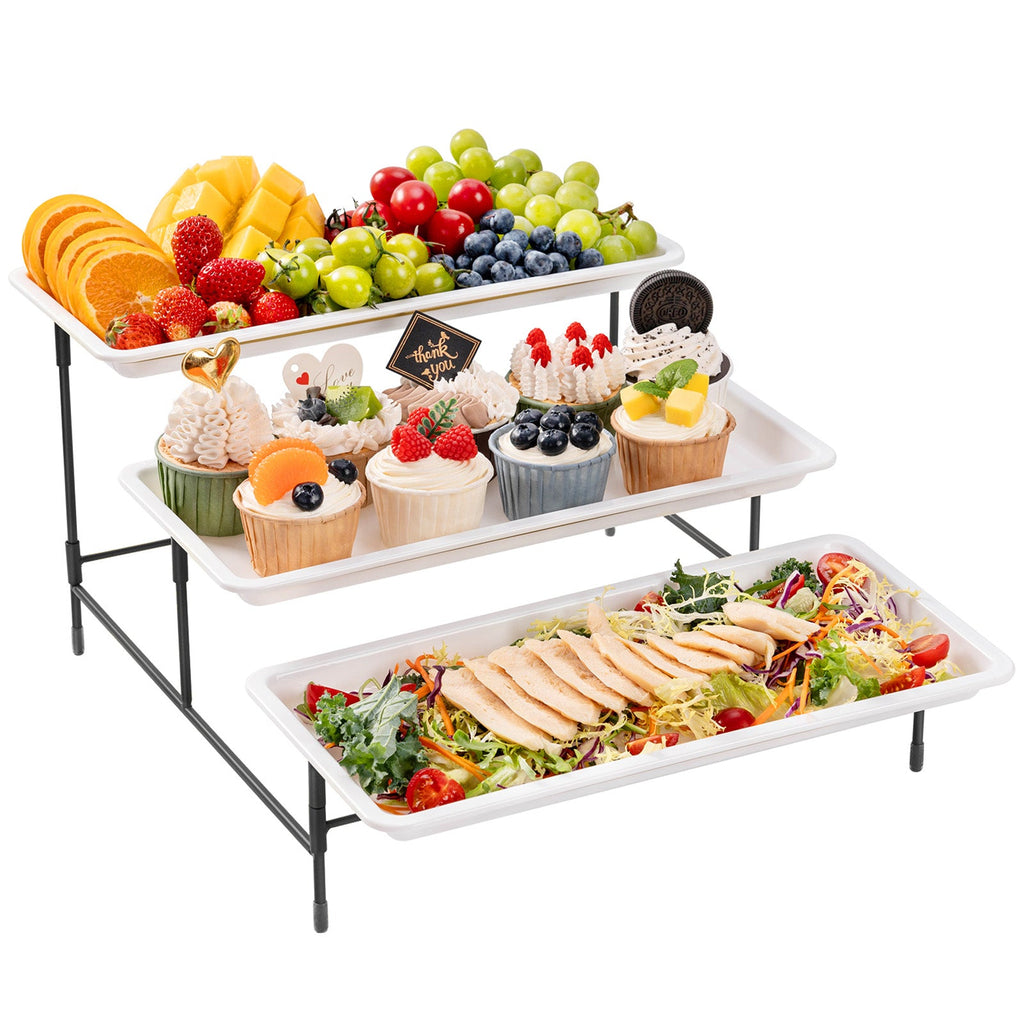Lifewit 3 tier White Plastic Food Serving Tray