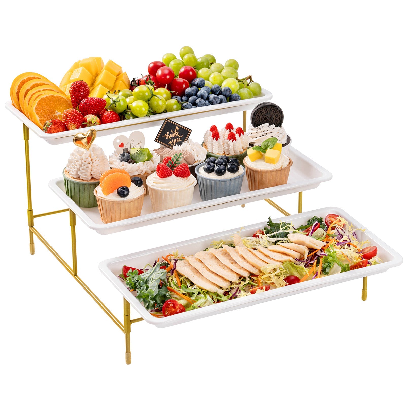 Lifewit 3 tier White Plastic Food Serving Tray